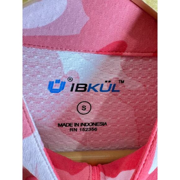 IBKUL Ladies CAMO PINK Short Sleeve Mock Golf Shirt UPF 50 Breathable 3/4 Zip S - Picture 5 of 8